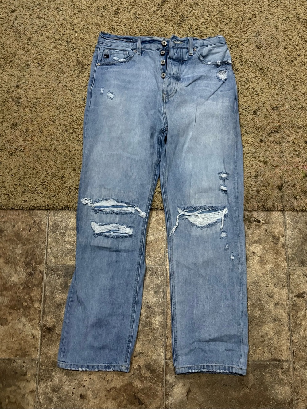 KanCan Light Blue Distressed Straight Leg Jeans